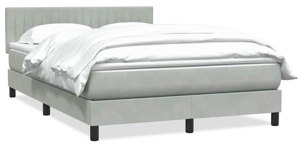 Krevet s oprugama i madracem svjetlosivi 160x210 cm baršunasti - Siva / 160 x 210 cm