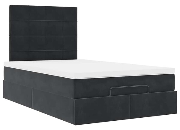 Otomanski okvir kreveta s madracima crni 120x190 cm baršunasti - Crna / 120 x 190 cm