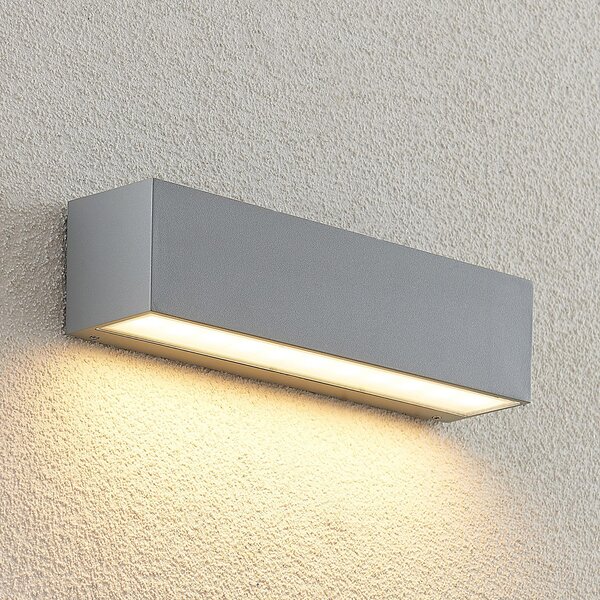 Lucande Lengo vanjska zidna LED svjetiljka, 25 cm, srebrna, usmjerena prema, Metalik, Aluminij