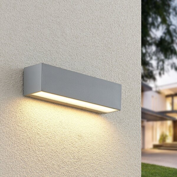 Lucande Lengo vanjska zidna LED svjetiljka, 25 cm, srebrna, usmjerena prema, Metalik, Aluminij
