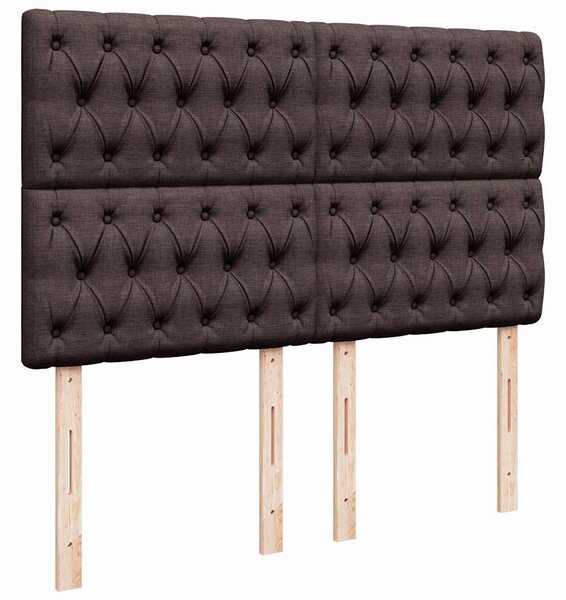 Otomanski krevet s madracem i LED tamnosmeđi 140x190 cm tkanine - Siva / 140 x 190 cm