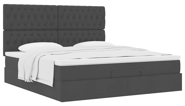 Otomanski krevet s madracem crni 160x200cm od tkanine - Crna / 160 x 200 cm
