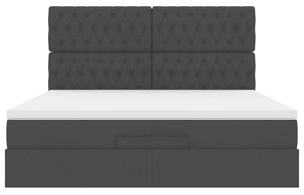 Otomanski krevet s madracem crni 160x200cm od tkanine - Crna / 160 x 200 cm