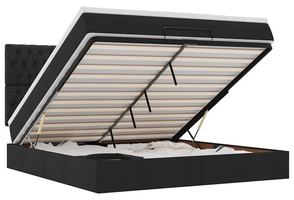 Otomanski krevet s madracem crni 160x200cm od tkanine - Crna / 160 x 200 cm