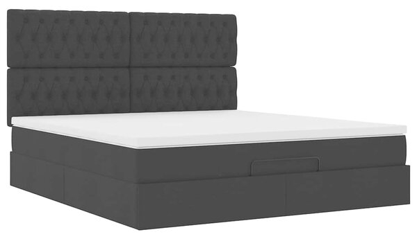 Otomanski krevet s madracem crni 160x200cm od tkanine - Crna / 160 x 200 cm