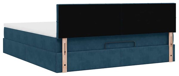 Otomanski krevet s madracem&LED tamnoplavi 160x200cm baršunasti - Plava / 160 x 200 cm