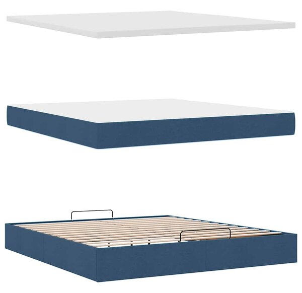 Otomanski krevet s madracem plavi 160x200cm od tkanine - Plava / 160 x 200 cm