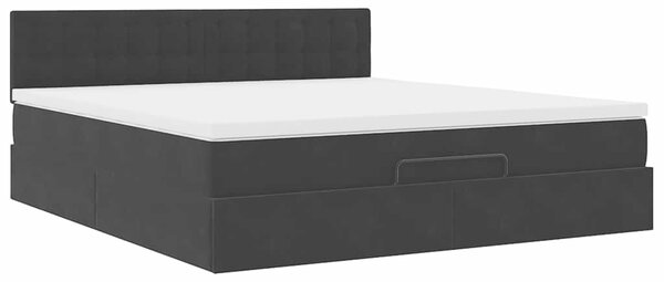 Otomanski krevet s madracem crni 160x200 cm baršunasti - Crna / 160 x 200 cm