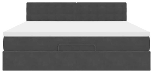 Otomanski krevet s madracem crni 160x200 cm baršunasti - Crna / 160 x 200 cm