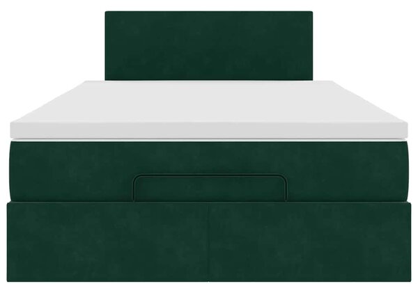 Otomanski krevet s madracem i LED tamnozeleni 120x190cm baršun - Zelena / 120 x 190 cm