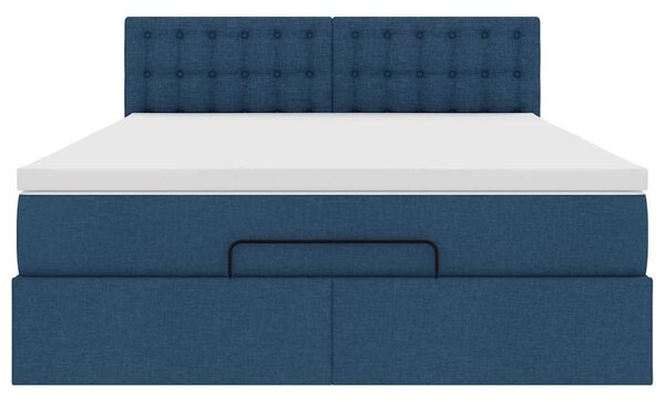 Otomanski krevet s madracem i LED plavi 140x190 cm tkanine - Plava / 140 x 190 cm