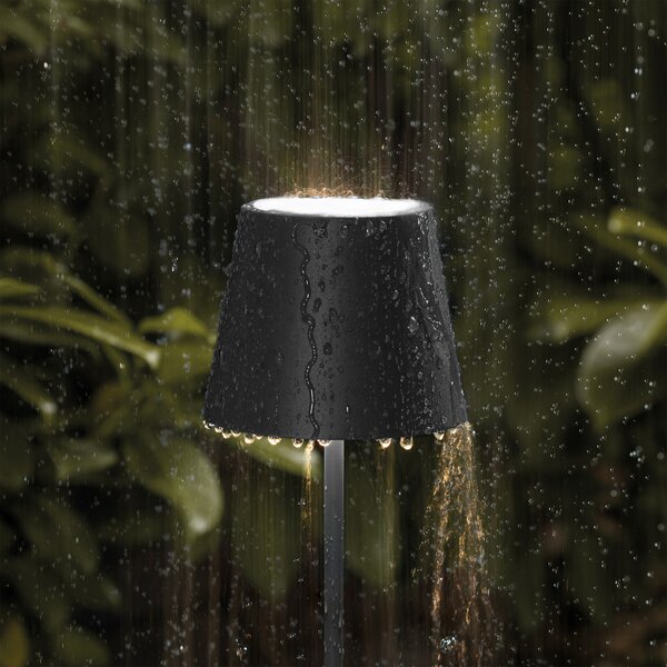 Sigor LED baterijska stolna lampa Nuindie mini, USB-C, crna, IP54, dimm., prigušiva, Crno, Dnevni boravak/blagovaonica, Aluminij