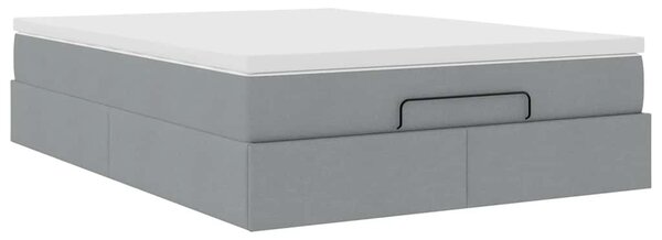Otomanski krevet s madracem svijetlosivi 140x190 cm od tkanine - Siva / 140 x 190 cm