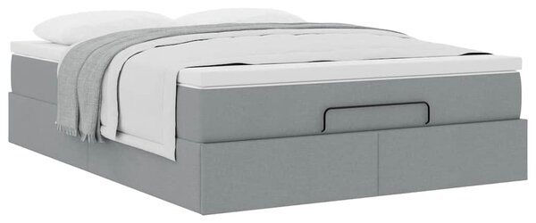 Otomanski krevet s madracem svijetlosivi 140x190 cm od tkanine - Siva / 140 x 190 cm