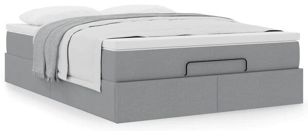 Otomanski krevet s madracem svijetlosivi 140x190 cm od tkanine - Siva / 140 x 190 cm