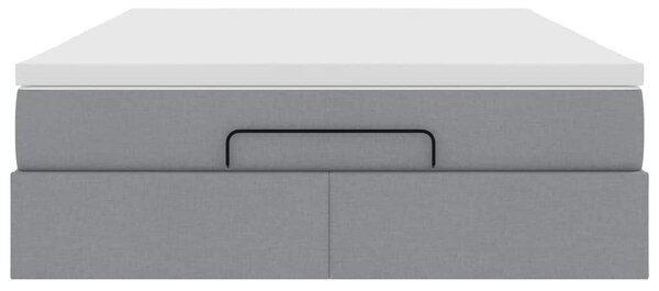 Otomanski krevet s madracem svijetlosivi 140x190 cm od tkanine - Siva / 140 x 190 cm
