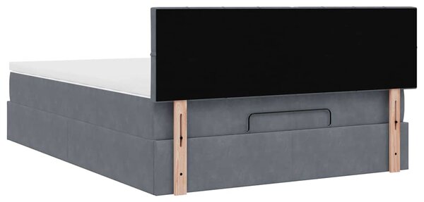 Otomanski krevet s madracem tamnosivi 140x190 cm baršunasti - Siva / 140 x 190 cm