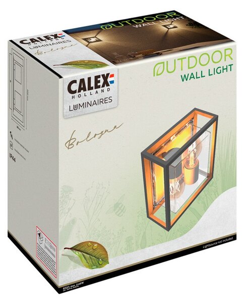 Calex vanjska zidna svjetiljka, 2 žarulje, gornja/donja, aluminij, crna, prigušiva, Crno, Aluminij, Zidna utičnica iznad/dolje