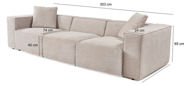 Atelier Del Sofa Trosjed, Lora 3 Seater - Mocha