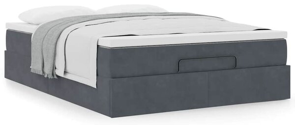 Otomanski krevet s madracem tamnosivi 140x200 cm baršunasti - Siva / 140 x 200 cm