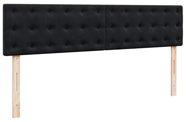 Otomanski krevet s madracem crni 160x200 cm baršunasti - Crna / 160 x 200 cm