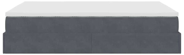 Otomanski krevet s madracem tamnosivi 140x200 cm baršunasti - Siva / 140 x 200 cm