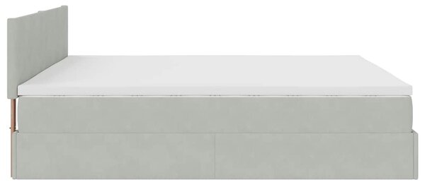 Otomanski krevet s madracem svijetlosivi 160x200 cm baršunasti - Siva / 160 x 200 cm