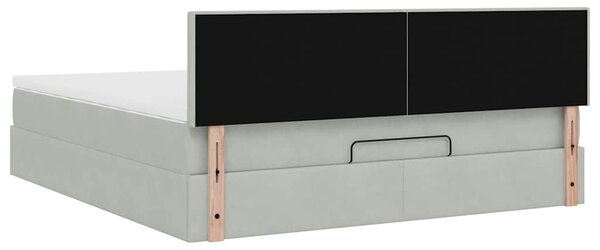Otomanski krevet s madracem svijetlosivi 160x200 cm baršunasti - Siva / 160 x 200 cm