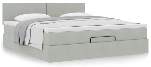 Otomanski krevet s madracem svijetlosivi 160x200 cm baršunasti - Siva / 160 x 200 cm