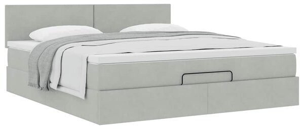 Otomanski krevet s madracem svijetlosivi 160x200 cm baršunasti - Siva / 160 x 200 cm