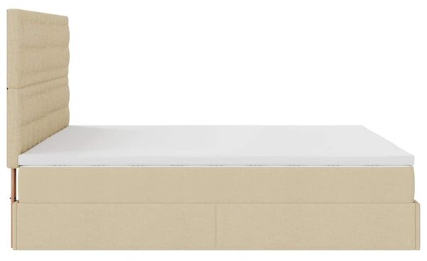 Otomanski krevet s madracem krem 160x200 cm od tkanine - Krema / 160 x 200 cm