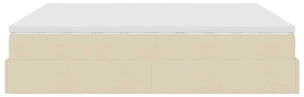 Otomanski krevet s madracem krem 160x200 cm od tkanine - Krema / 160 x 200 cm