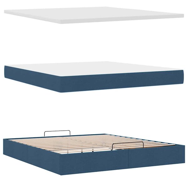 Otomanski krevet s madracem plavi 160x200cm od tkanine - Plava / 160 x 200 cm