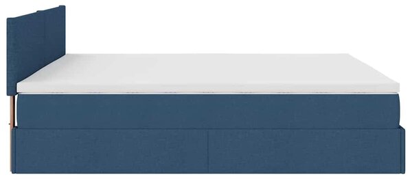 Otomanski krevet s madracem plavi 160x200cm od tkanine - Plava / 160 x 200 cm