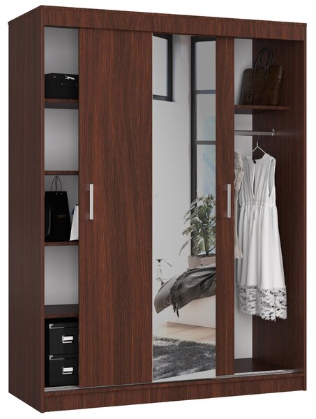 Ormar za garderobu Clotilde (wenge) (s ogledalom)