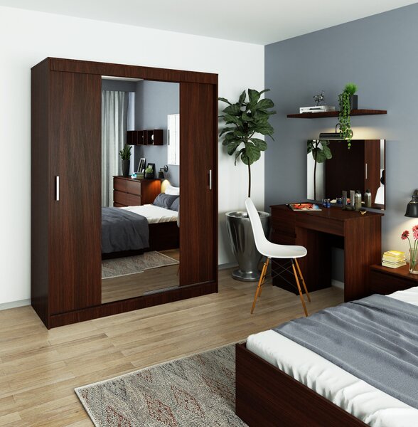 Ormar za garderobu Clotilde (wenge) (s ogledalom)
