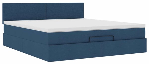 Otomanski krevet s madracem plavi 160x200cm od tkanine - Plava / 160 x 200 cm