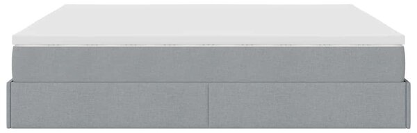Otomanski krevet s madracem svijetlosivi 160x200 cm tkanine - Siva / 160 x 200 cm