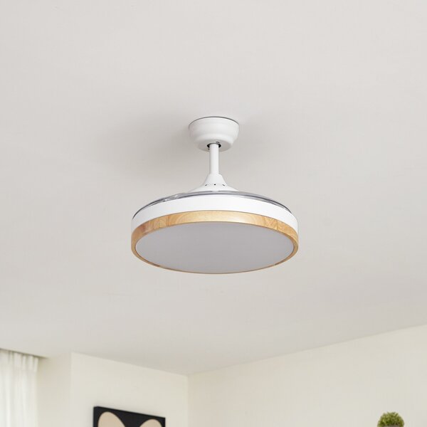 Lindby Oras LED stropni ventilator, bijeli, DC, tih, Ø 107 cm, Bijela, Dnevni boravak/blagovaonica, Plastika