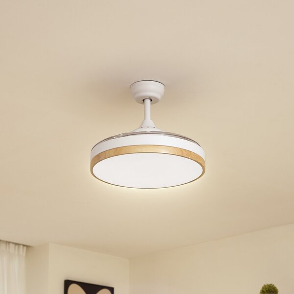 Lindby Oras LED stropni ventilator, bijeli, DC, tih, Ø 107 cm, Bijela, Dnevni boravak/blagovaonica, Plastika