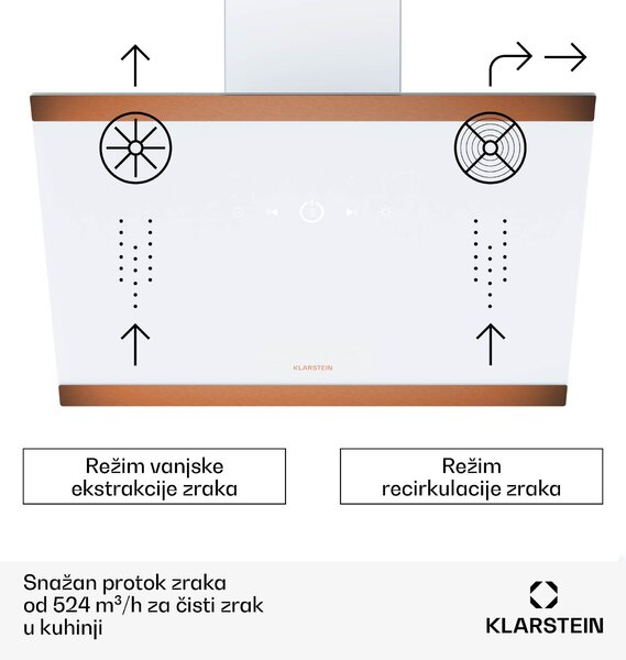Klarstein FlashLine 60 napa, A++, 578 m³/h, 3 razine, dotaknuti, tiho, LED, ekstrakcija/recirkulacija, 100 W