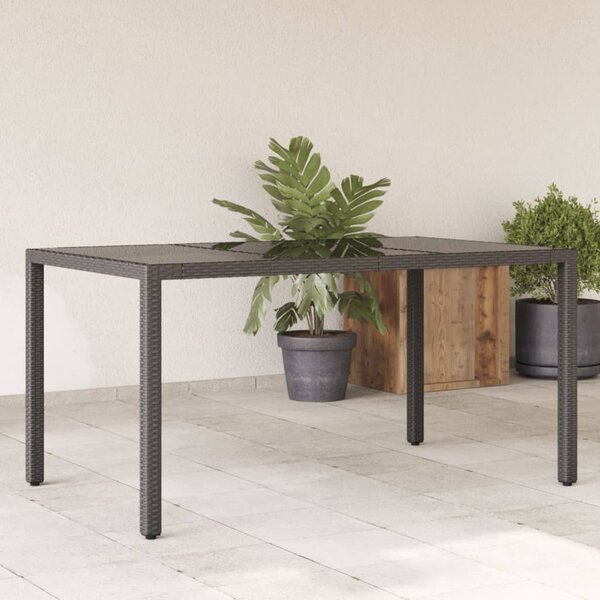 VidaXL Vrtni stol sa staklenom pločom crni 150x90x75 cm od poliratana
