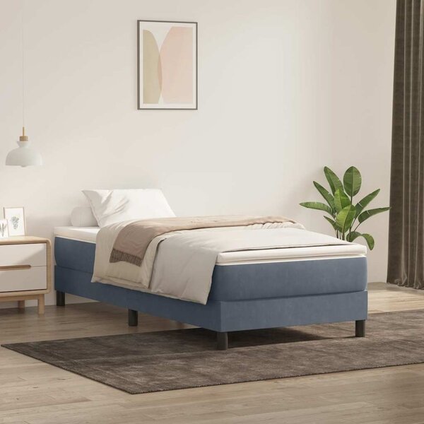 Box spring krevet bez madracem tamnosivi 80 x 220 cm baršunasti - Siva / 80 x 220 cm