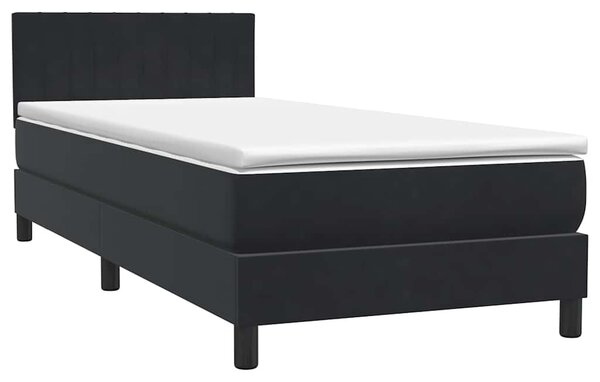 Box spring krevet s madracem crni 90x210 cm baršunasti - Crna / 90 x 210 cm