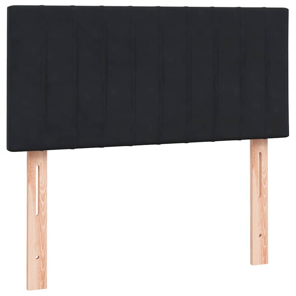 Box spring krevet s madracem crni 90x210 cm baršunasti - Crna / 90 x 210 cm