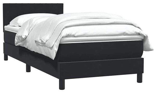 Box spring krevet s madracem crni 90x210 cm baršunasti - Crna / 90 x 210 cm