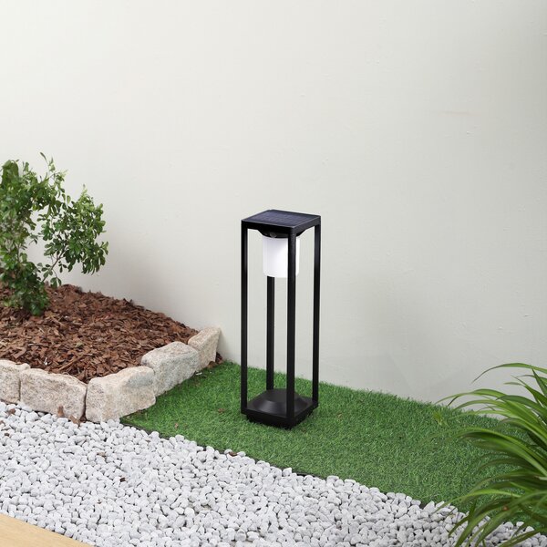 Lucande LED solarna svjetiljka Nilea, 50 cm, crna, senzor, Crno, Aluminij