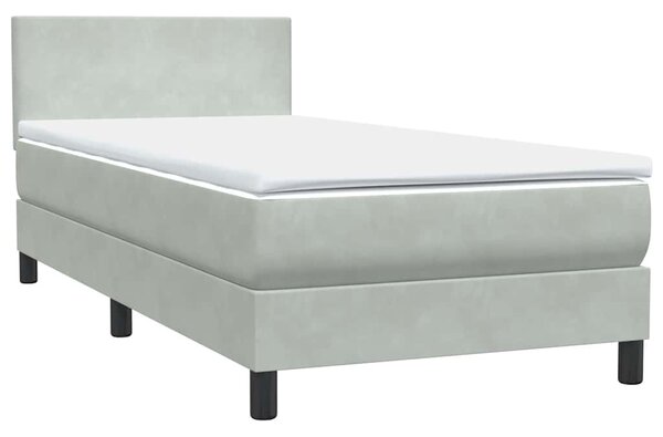 Box Spring krevet s madracem svijetlo sivi 80x210 cm baršun - Siva / 80 x 210 cm