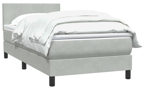 Box Spring krevet s madracem svijetlo sivi 80x210 cm baršun - Siva / 80 x 210 cm