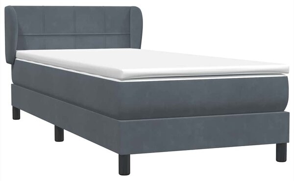 Box Spring krevet s madracem tamno sivi 80x210 cm baršun - Siva / 80 x 210 cm
